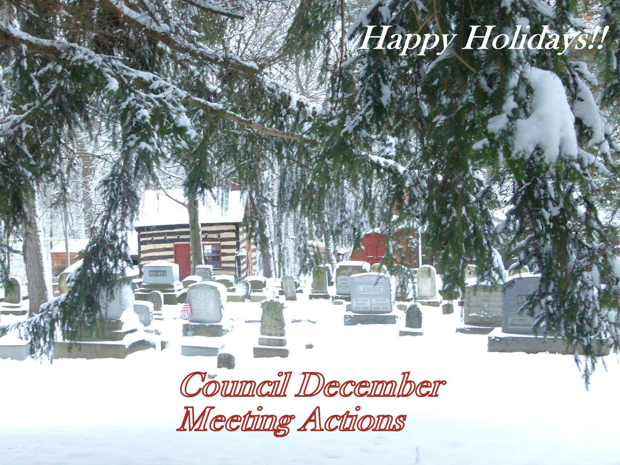 Council December meeting actions
