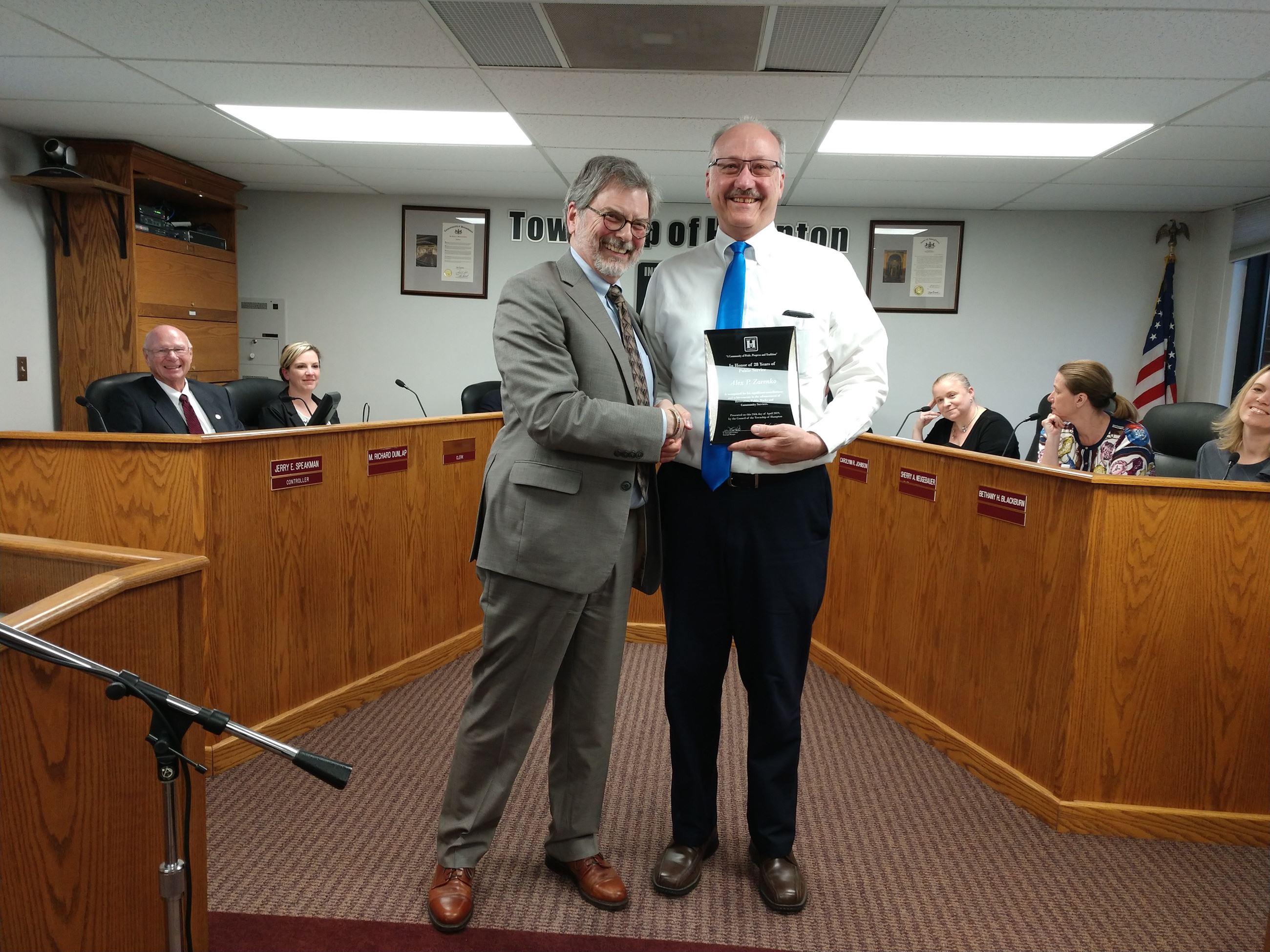 Alex retirement recognition at Council